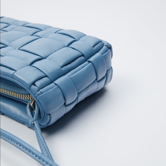 New Zara Sheep Leather Crossbody Bag Blue - Picture 7 of 16